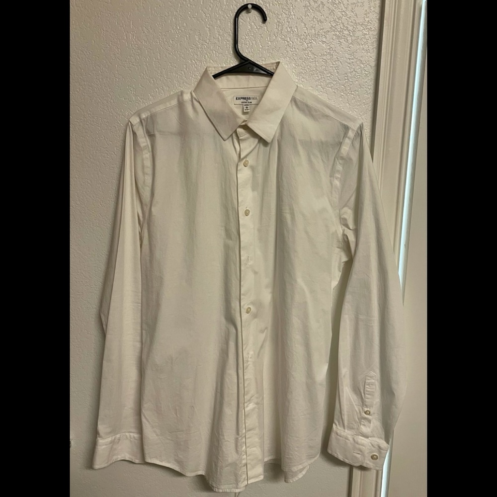 Express 1MX Extra Slim White Dress Shirt